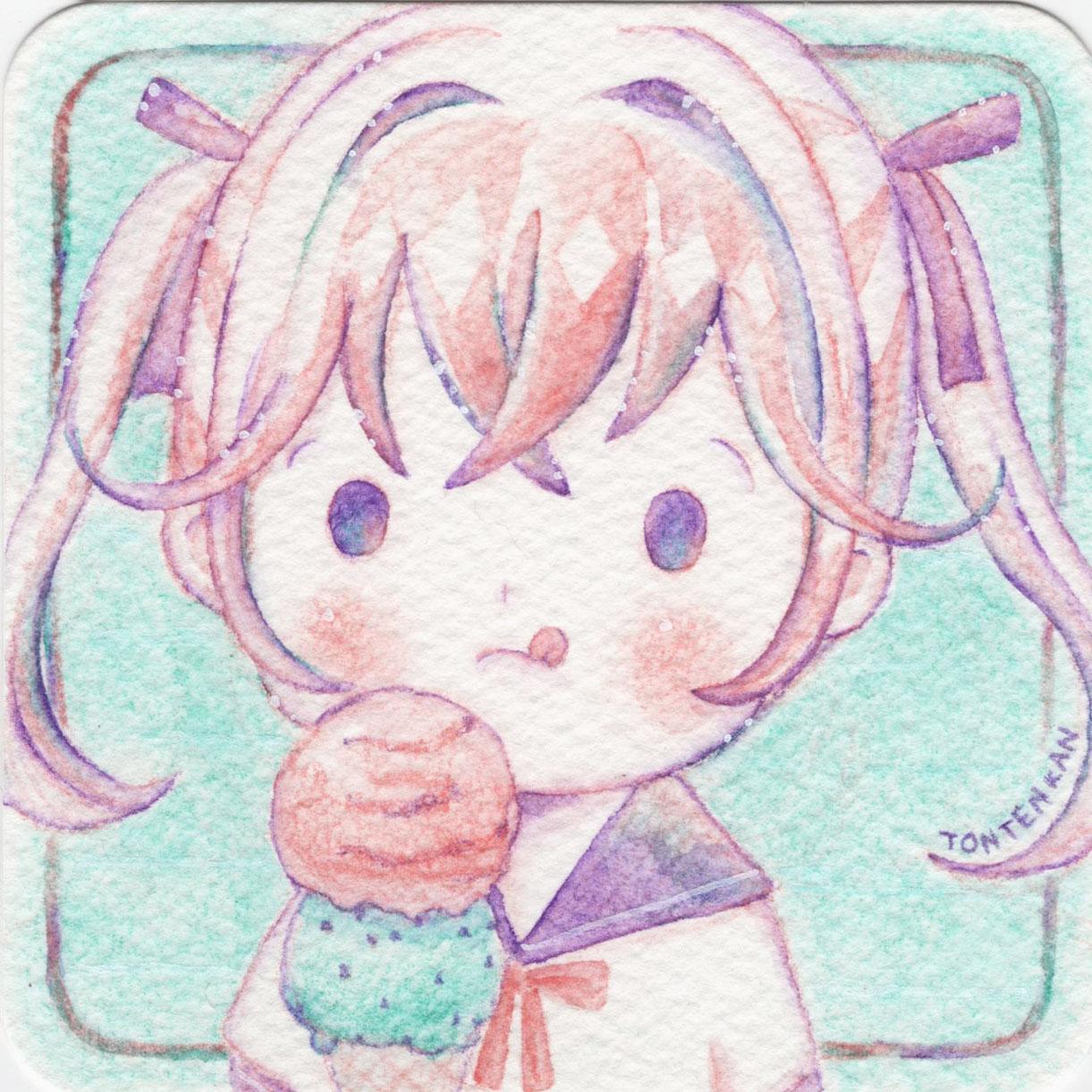 【夏の期間限定🌻】てのひらペーパー原画【D】1枚目の画像