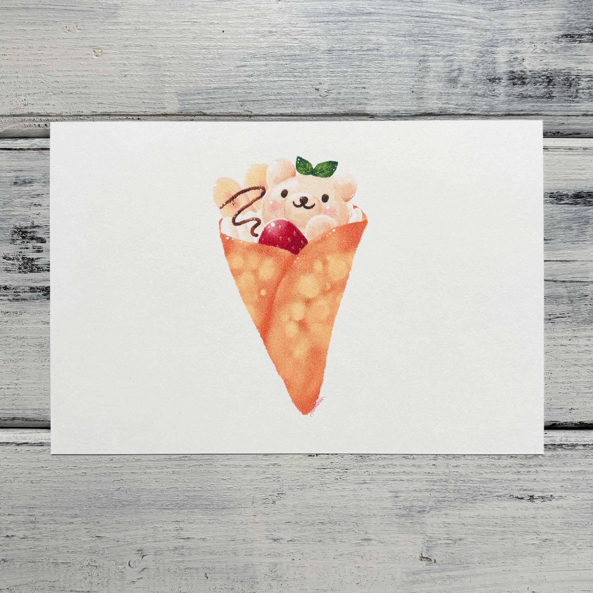 くまちゃんアイスクレープに包まれる ポストカードno.200511枚目の画像