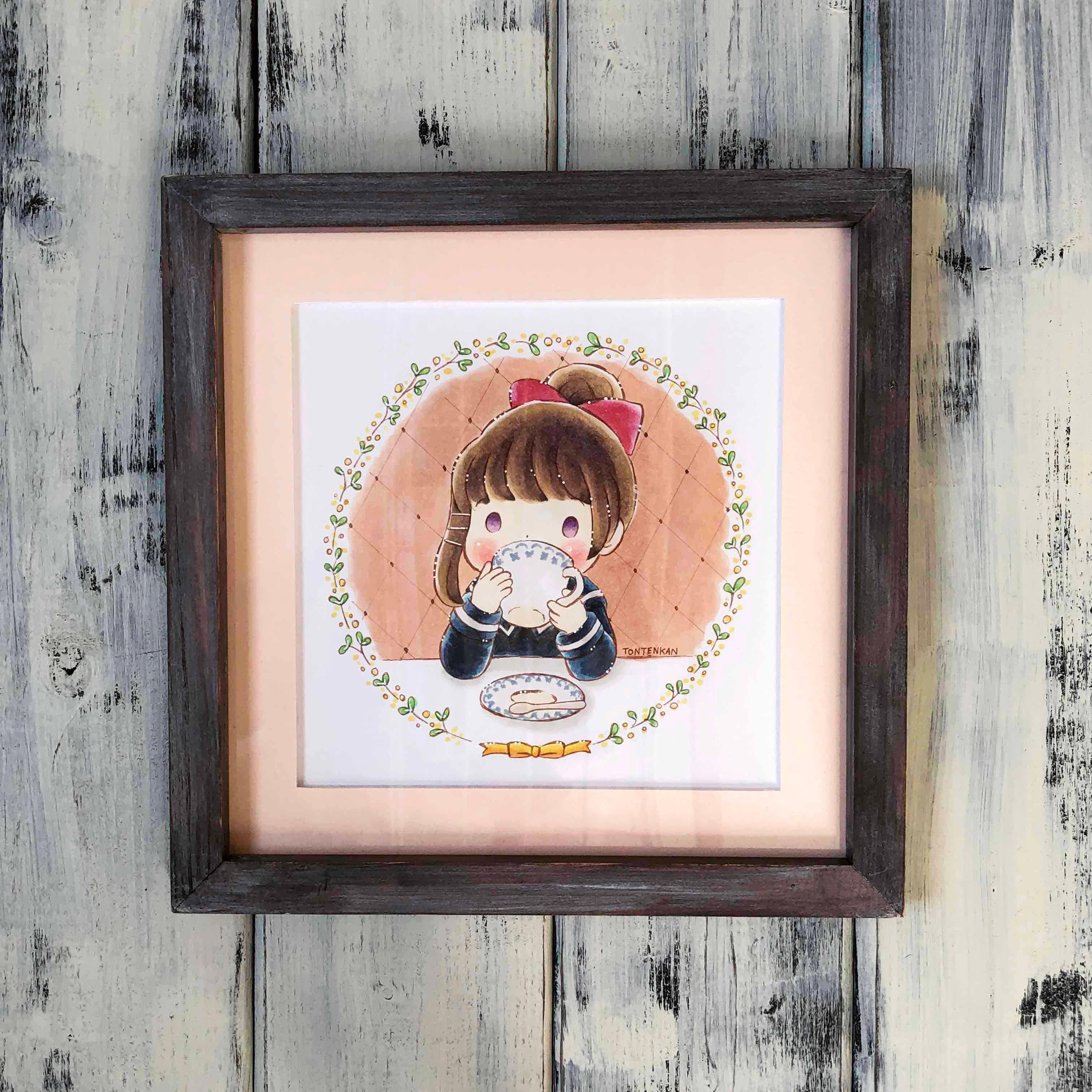【手作り額付き原画】Tea Time no.100381枚目の画像