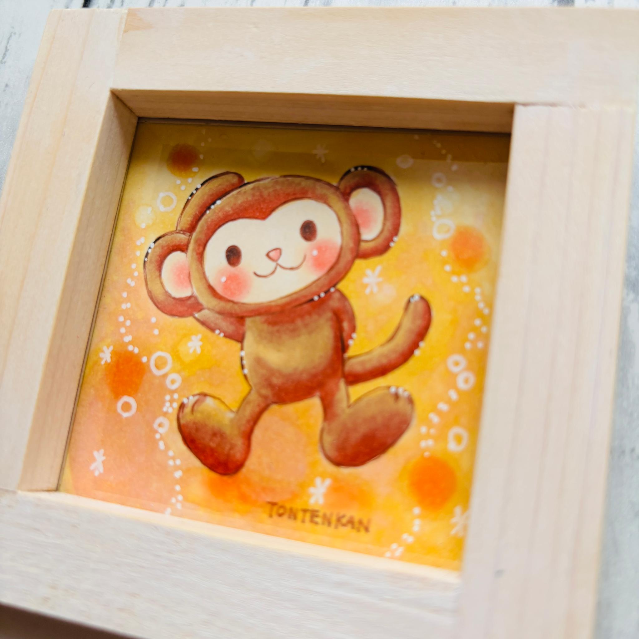 【手作り額付き原画】カラフル十二支さる no.100331枚目の画像