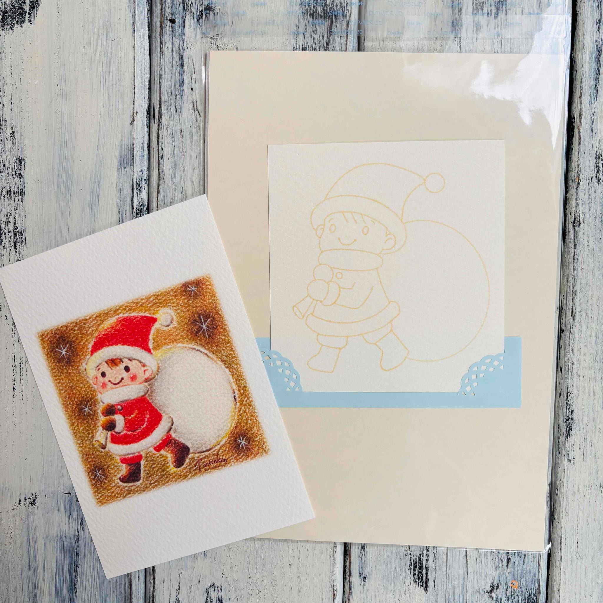 動画を見ながら描く 色鉛筆ぬりえ『こどもサンタ』1枚目の画像