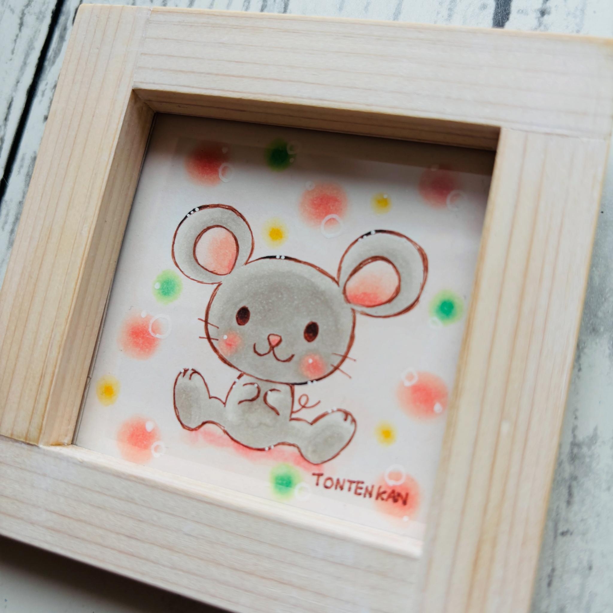 【手作り額付き原画】カラフル十二支ねずみ no.100251枚目の画像