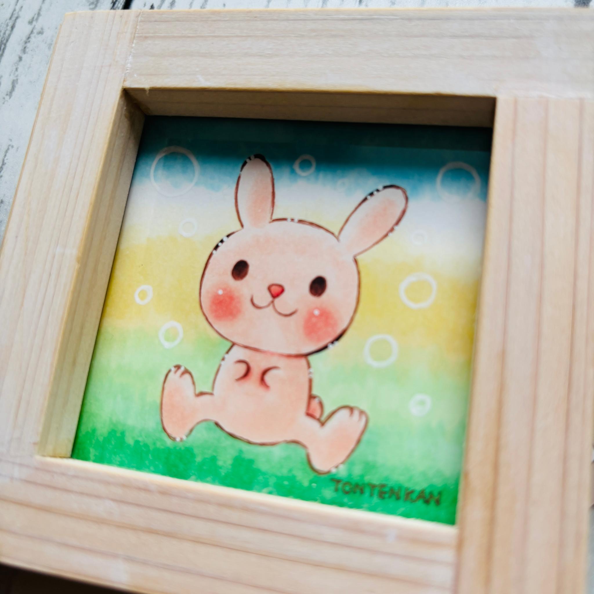 【手作り額付き原画】カラフル十二支うさぎ no.100281枚目の画像